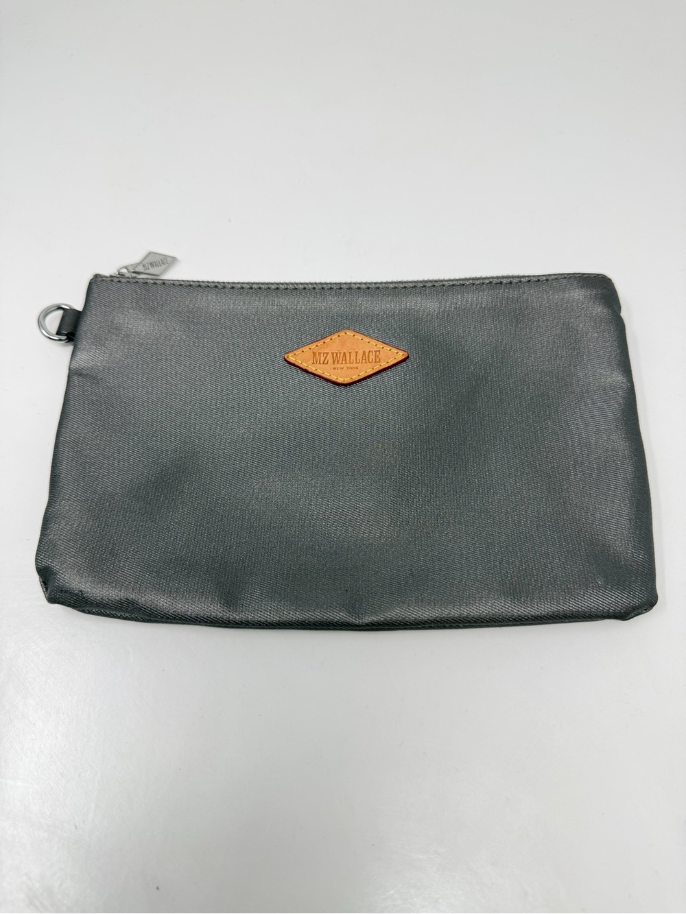 MZ Wallace Zip Pouch Cosmetics Travel Organizer Make up Bag Gray